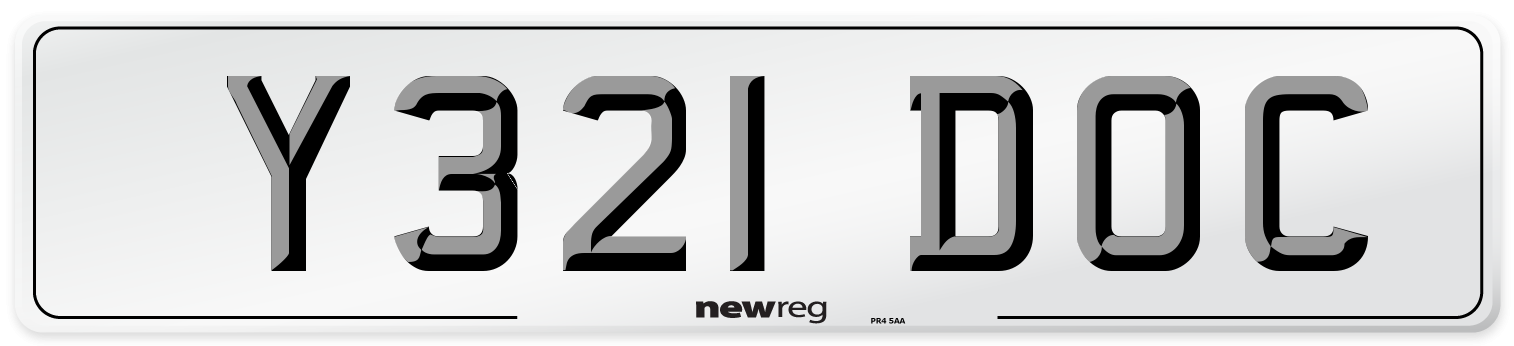 Y321 DOC Number Plate from New Reg